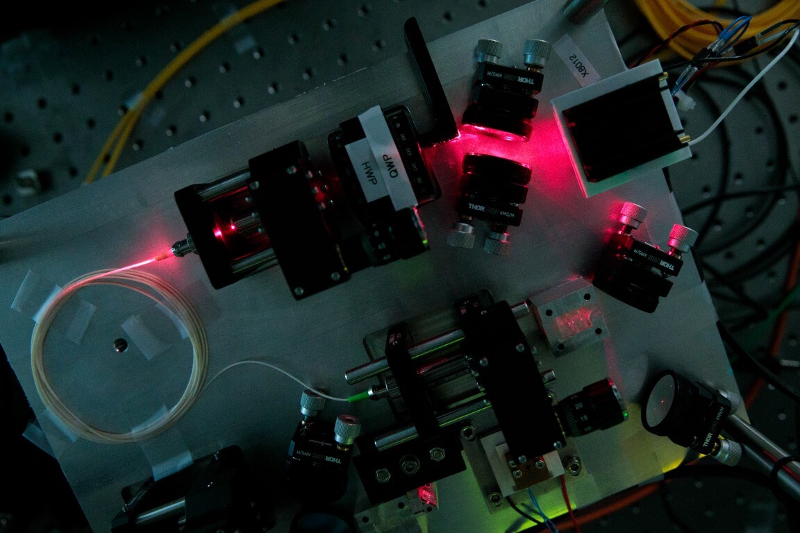 Photograph of an entangled photon source