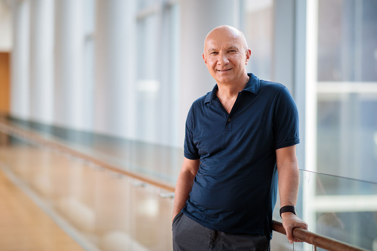 Artur Ekert in a bright corridor at the National University of Singapore